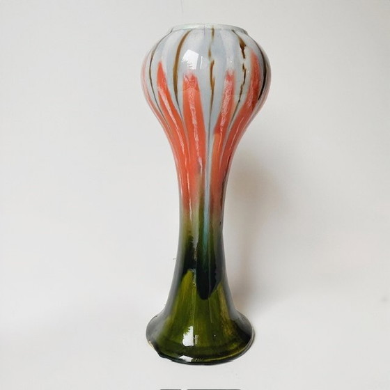 Image 1 of Art deco Thulin dripping glaze vase ceramic 1920's