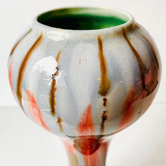 Image 1 of Art deco Thulin dripping glaze vase ceramic 1920's