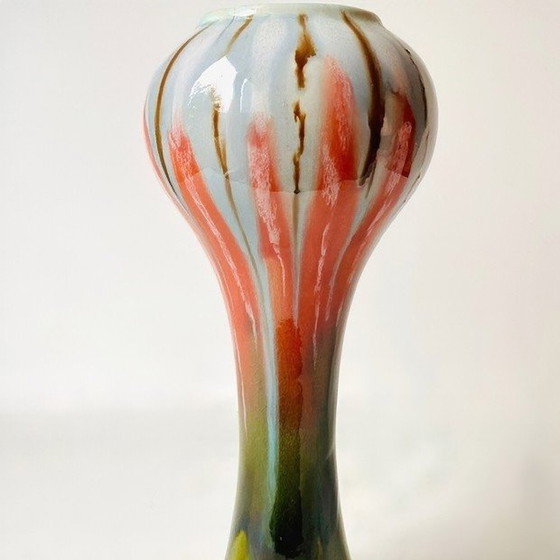 Image 1 of Art deco Thulin dripping glaze vase ceramic 1920's