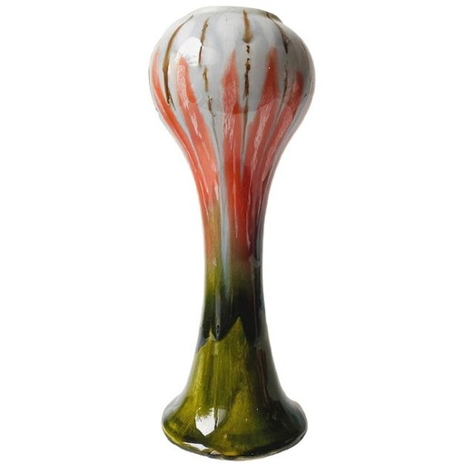 Art deco Thulin dripping glaze vase ceramic 1920's