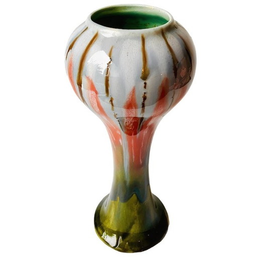 Art deco Thulin dripping glaze vase ceramic 1920's