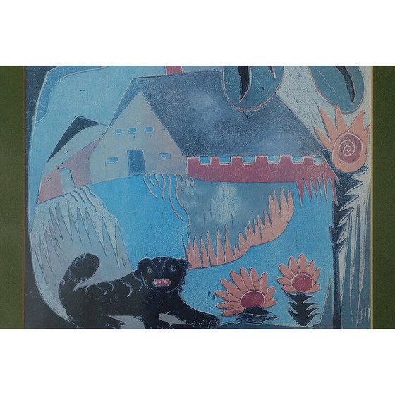 Image 1 of Vintage color painting in the primitivism trend
