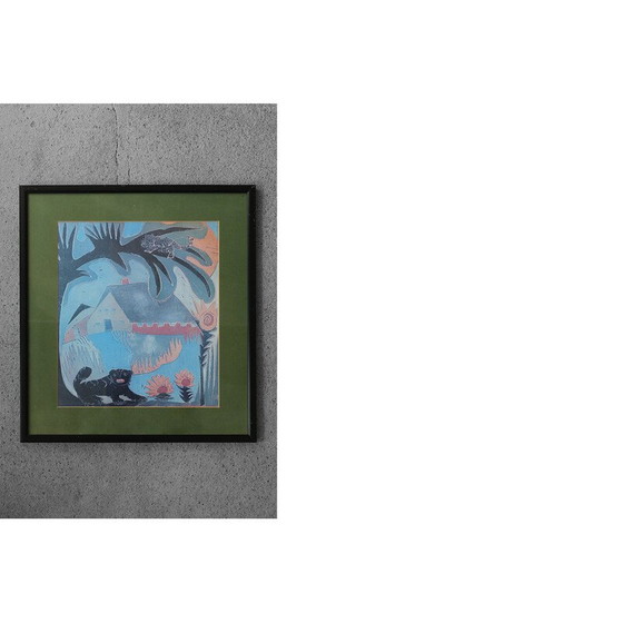 Image 1 of Vintage color painting in the primitivism trend