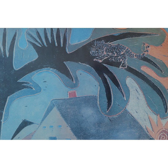 Image 1 of Vintage color painting in the primitivism trend