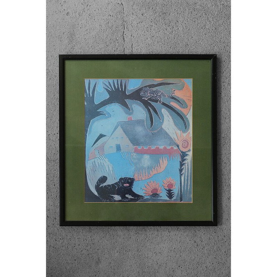 Image 1 of Vintage color painting in the primitivism trend