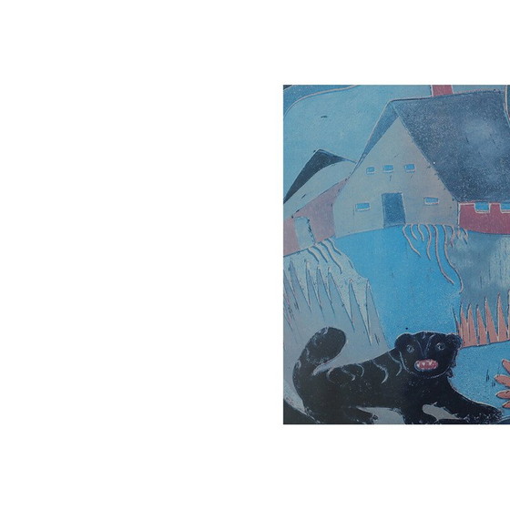 Image 1 of Vintage color painting in the primitivism trend
