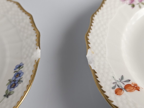 Image 1 of Royal Copenhagen Coffee/Tea Set With Hand Painted Saxony Flowers 1930S