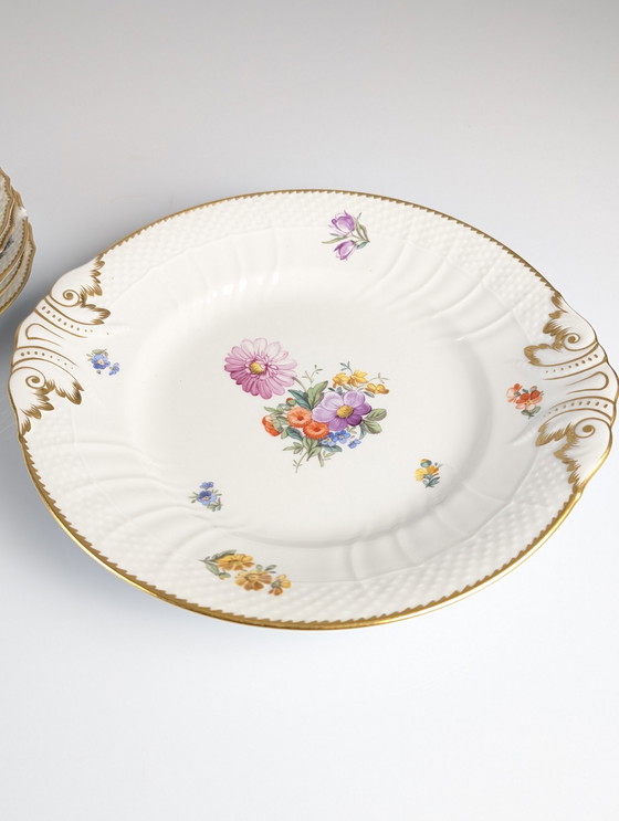 Image 1 of Royal Copenhagen Coffee/Tea Set With Hand Painted Saxony Flowers 1930S