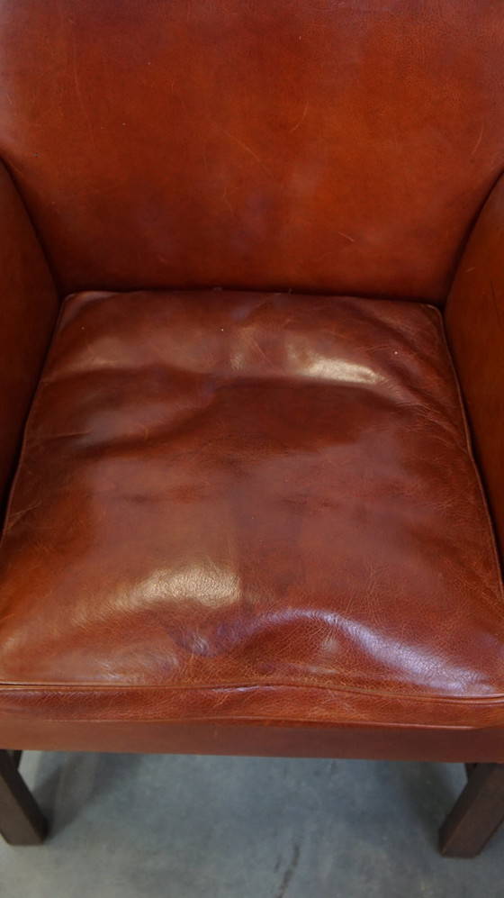 Image 1 of 4 X Beef Leather Dining Chair With Armrests