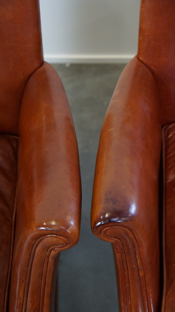 Image 1 of 4 X Beef Leather Dining Chair With Armrests