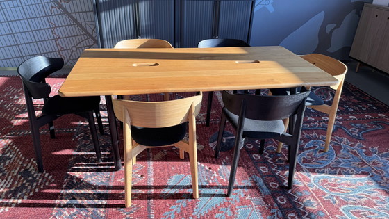 Image 1 of Complete Set - Large Working Table With 6 Setter Chairs