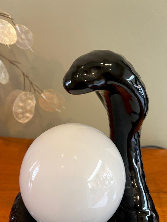 Image 1 of Vintage Table Lamp Ball Lamp Serpent Ceramic Cobra