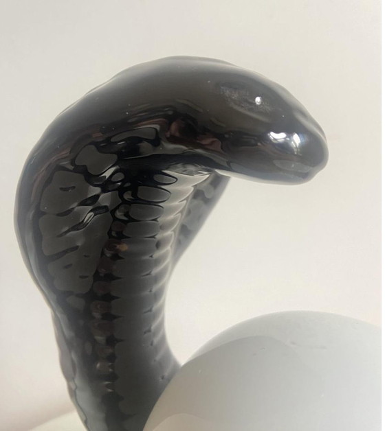 Image 1 of Vintage Table Lamp Ball Lamp Serpent Ceramic Cobra