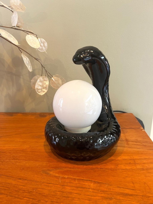 Vintage Table Lamp Ball Lamp Serpent Ceramic Cobra