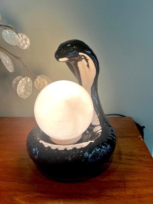 Vintage Table Lamp Ball Lamp Serpent Ceramic Cobra