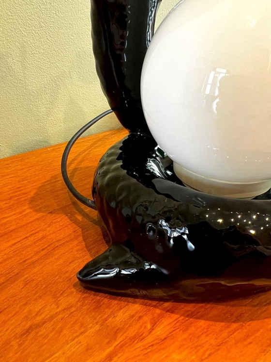 Image 1 of Vintage Table Lamp Ball Lamp Serpent Ceramic Cobra