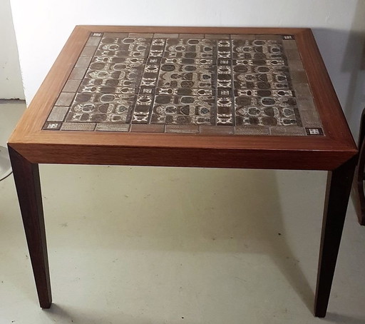 Danish Side Table With Royal Copenhagen Tiles By Severin Hansen