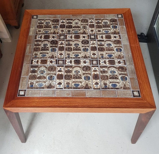 Danish Side Table With Royal Copenhagen Tiles By Severin Hansen