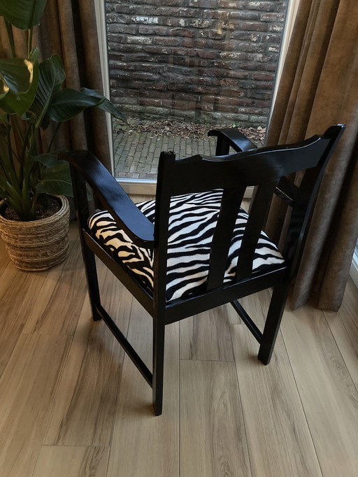 Black Chair With Zebra Print Seat