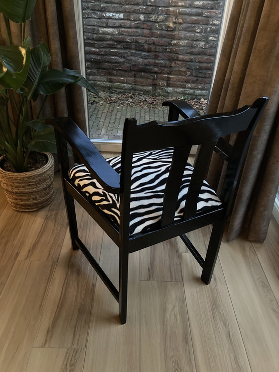 Image 1 of Black Chair With Zebra Print Seat