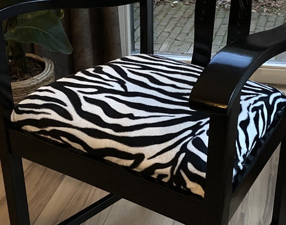 Image 1 of Black Chair With Zebra Print Seat