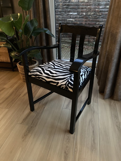 Black Chair With Zebra Print Seat