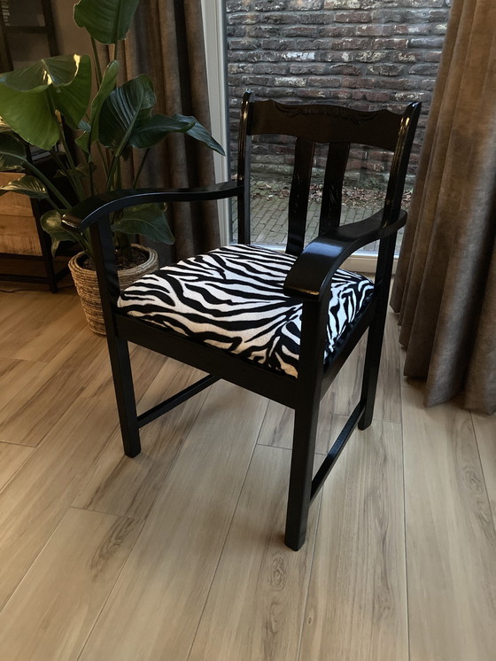 Image 1 of Black Chair With Zebra Print Seat