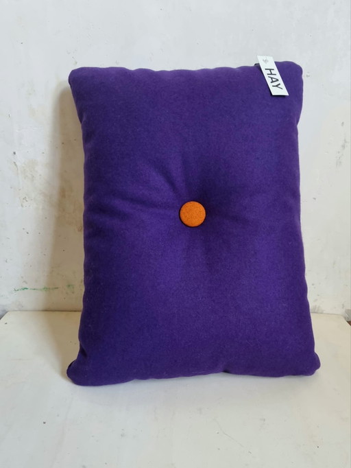 Hay Decorative Pillow, Dark Purple With Pink Button