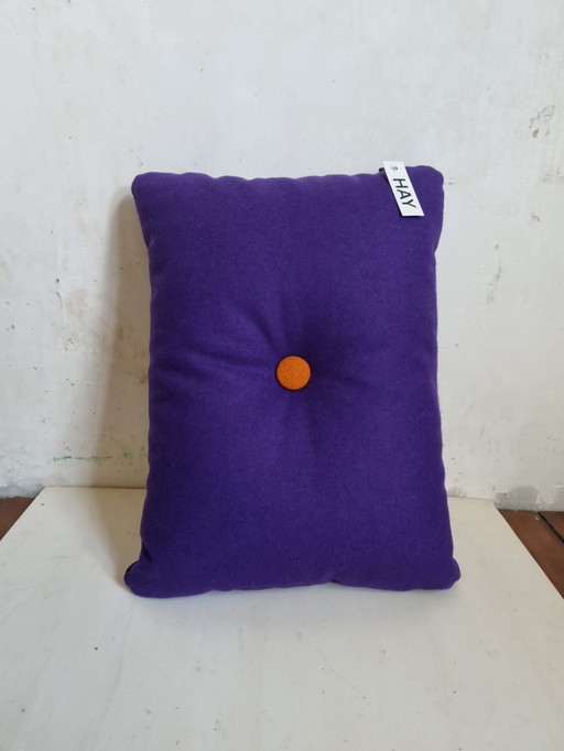 Hay Decorative Pillow, Dark Purple With Pink Button