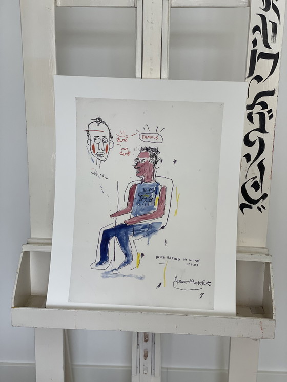 Image 1 of Jean Michel Basquiat (1960-1988), Sketch of Keith Haring, 1983, copyright Estate of Jean Michel Basquiat, Licensed by Artesta