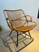 Chaise longue en rotin vintage