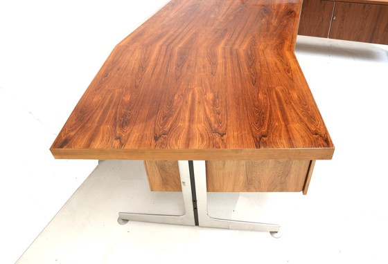 Image 1 of Large Exclusive Vintage Rosewood Corner Desk From Voko Made In The 1960s