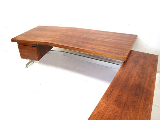 Image 1 of Large Exclusive Vintage Rosewood Corner Desk From Voko Made In The 1960s