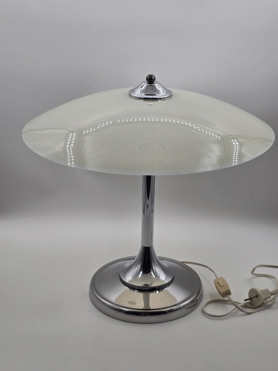 Image 1 of Large 1950s Lamp With Glass Shade