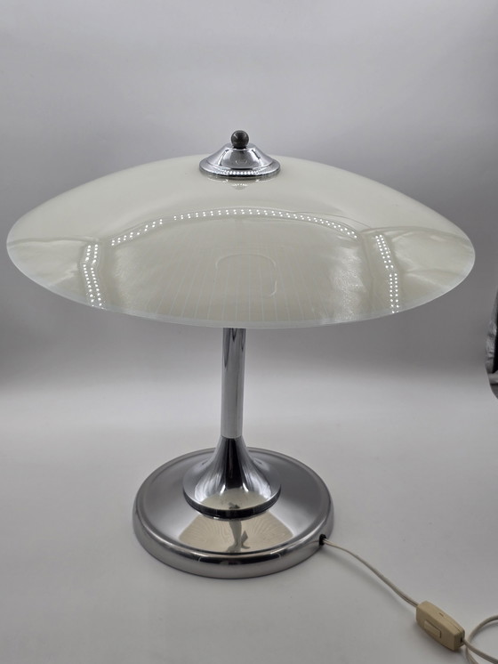 Image 1 of Large 1950s Lamp With Glass Shade