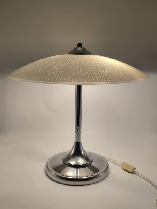 Large 1950s Lamp With Glass Shade