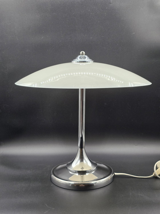 Image 1 of Large 1950s Lamp With Glass Shade