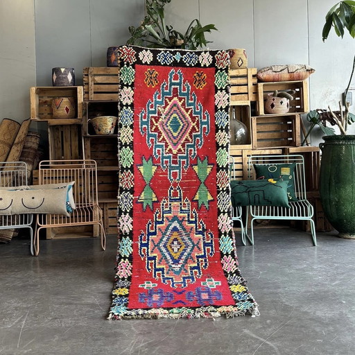 Tapis berbère marocain en coton rouge