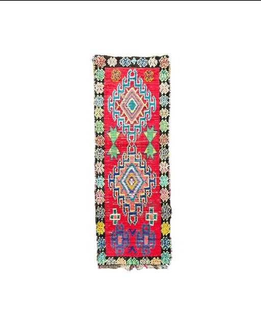 Tapis berbère marocain en coton rouge