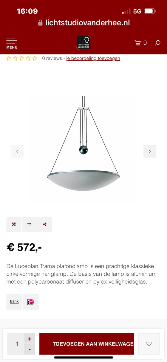 Image 1 of 2x Luceplan Trama Pendant Lamps set