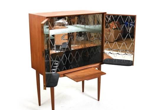 Image 1 of Teak Bar Cabinet With Harlekin Mirrors By Illum Wikkelsø