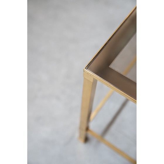 Image 1 of Vintage living room coffee table in brass and smoked glass by Guy Lefevre, France 1970