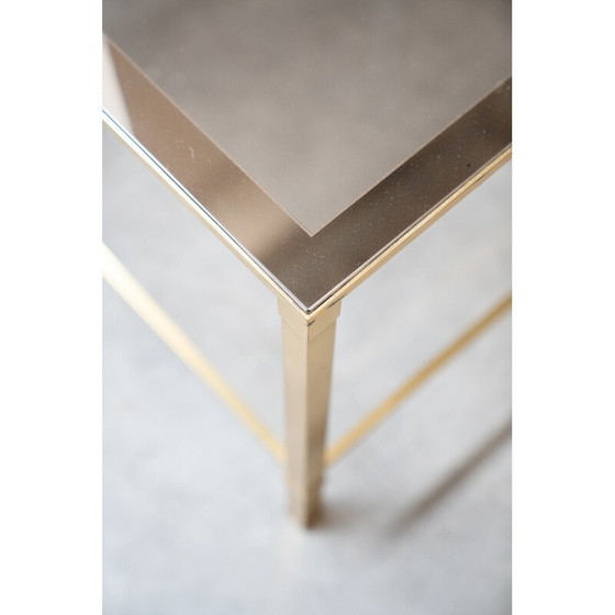 Image 1 of Vintage living room coffee table in brass and smoked glass by Guy Lefevre, France 1970