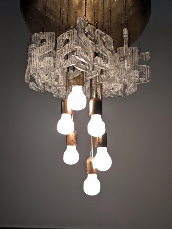 Image 1 of Glass Chandelier By Carlo Nason