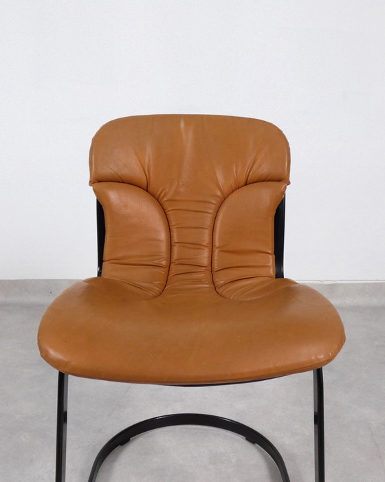 Image 1 of Willy Rizzo Chairs - Cognac Leather - Cidue Italy