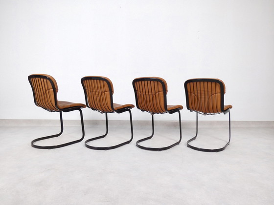 Image 1 of Willy Rizzo Chairs - Cognac Leather - Cidue Italy