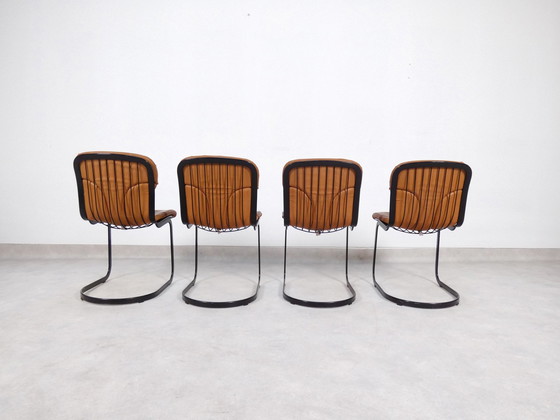 Image 1 of Willy Rizzo Chairs - Cognac Leather - Cidue Italy