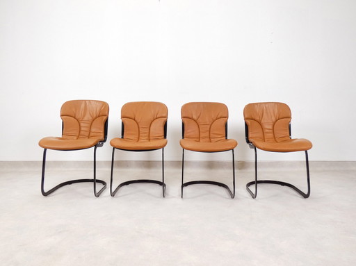 Willy Rizzo Chairs - Cognac Leather - Cidue Italy