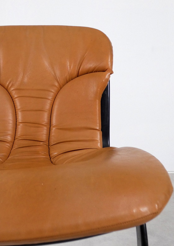 Image 1 of Willy Rizzo Chairs - Cognac Leather - Cidue Italy