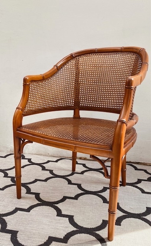 Bamboo tub chair with webbing seat and seat cushion